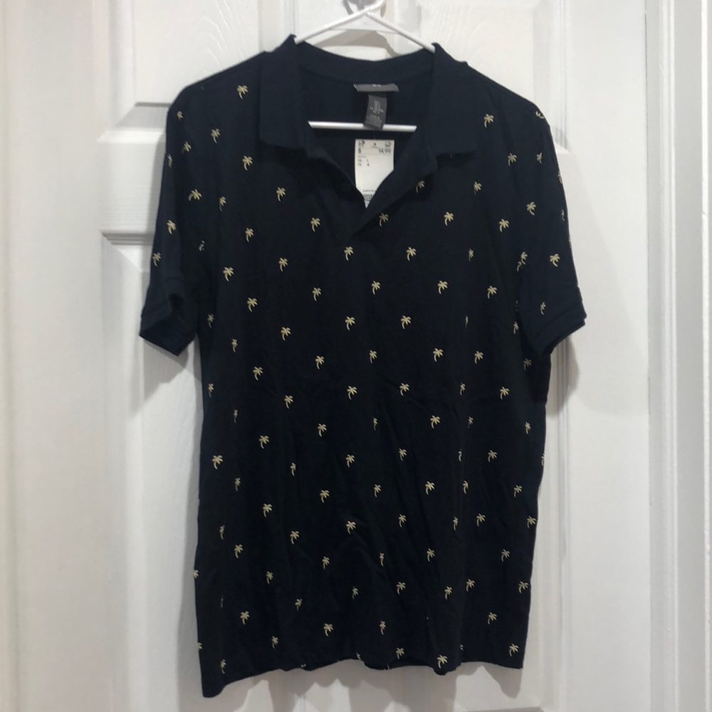 Men Polo Navy Blue with Palm Trees